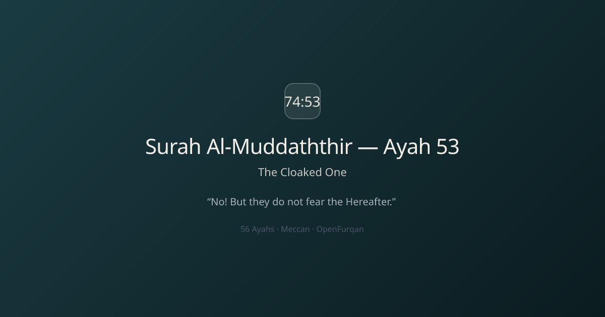 Surah Al-Muddaththir Ayah 53 — The Cloaked One (74:53) | OpenFurqan